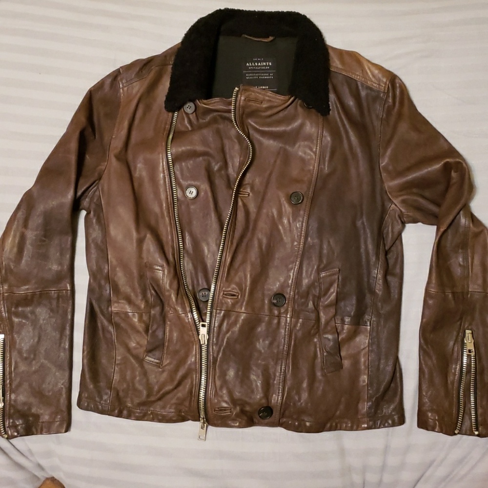 all saints heavy leather jacket  Fits like an xl